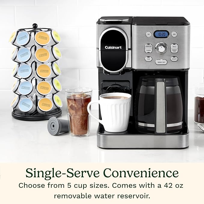 Cuisinart 12-Cup Coffee Maker, Single-Serve Brewer Glass Carafe, Automatic Hot & Iced Coffee Machine, Brew Strength Control and Pause, SS-16, Stainless Steel | Single-Serve Brewer Glass Carafe, Automatic Hot & Iced Coffee Machine, Brew Strength Control...