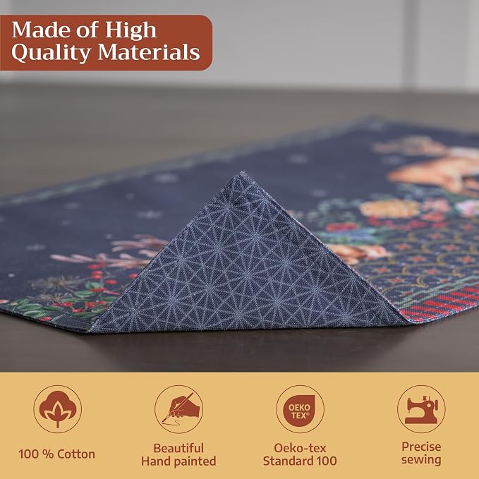 Maison d' Hermine Placemats Set of 4 Reusable 100% Cotton (13"x19") | Cloth Place Mats Washable Table Mats for Kitchen Dining Party Wedding Hotel Home Thanksgiving Christmas - Christmas Joy