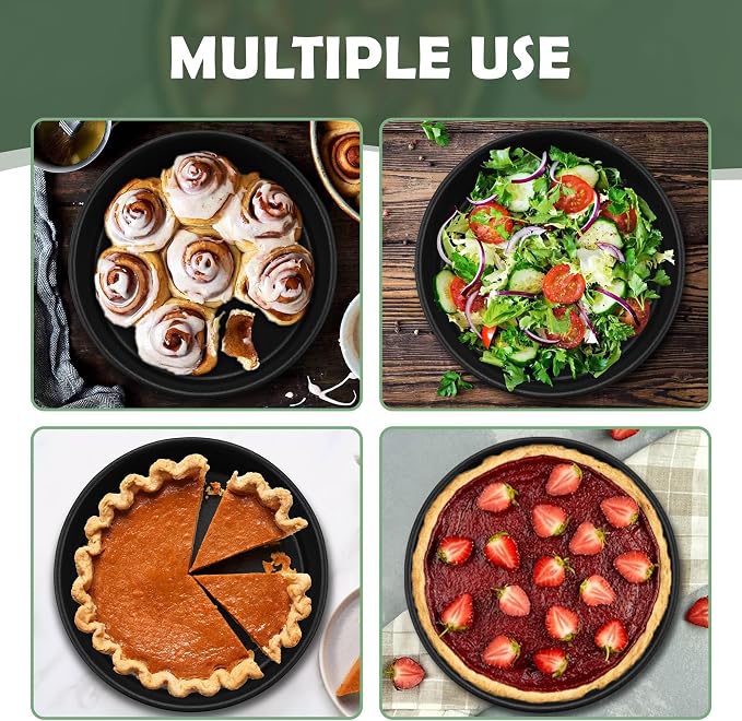 E-far 9.5 Inch Cake Pan, 3PCS Nonstick Stainless Steel Baking Cake Pans | Round Smash Baking Tins Bakeware for Birthday Layer Cake/Cheesecake, Straight Side & Non-Toxic, Leakproof & Easy Clean