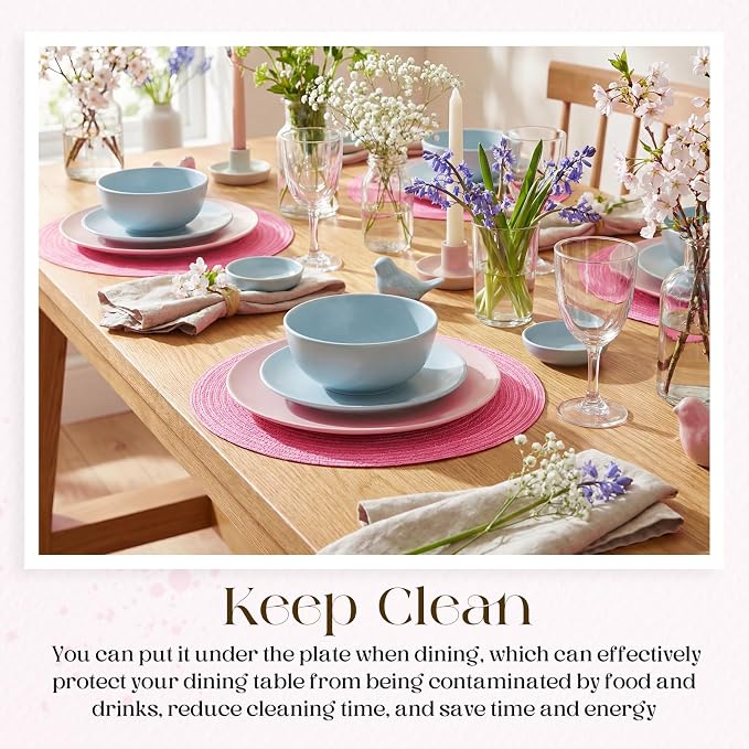 Geosar Disposable Paper Placemat Cotton Woven Look 13'',100 Pcs,Pink