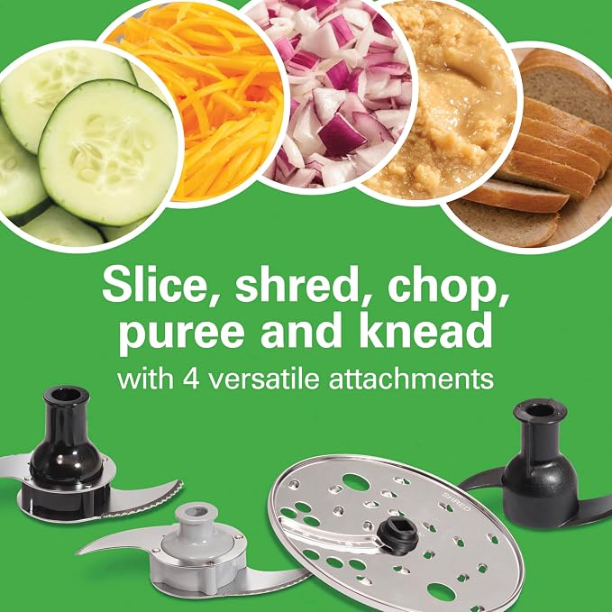 Hamilton Beach Stack & Snap 14 Cup Food Processor and Vegetable Chopper | Dishwasher Safe Stainless Steel Blades | 3-Speed 500 Watt Motor | Includes 4-Cup Mini Food Processor Bowl | Black | 70585