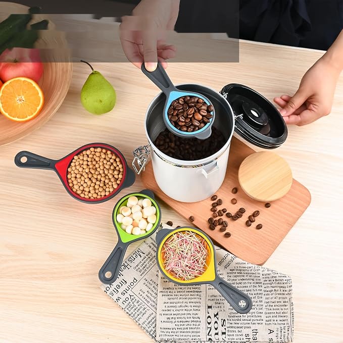 Measuring Cups and Spoons set, Collapsible Measuring Cups, 8 pieces Measuring Cups&Spoons Set, Engraved Metric & US Markings for Liquid&Dry Measuring, Space Saving, BPA Free Colorful Silicone