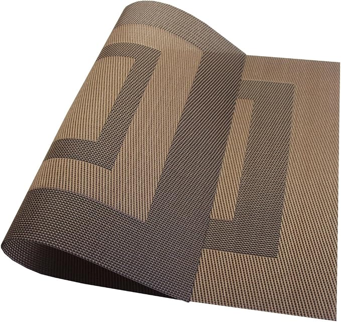 PPIGCHCY Placemats Set of 8 Washable Durable Place Mats Vinyl Heat Resistant Non-Slip Table Mats Indoor Outdoor (18 x 12 inches, Coffee Brown)