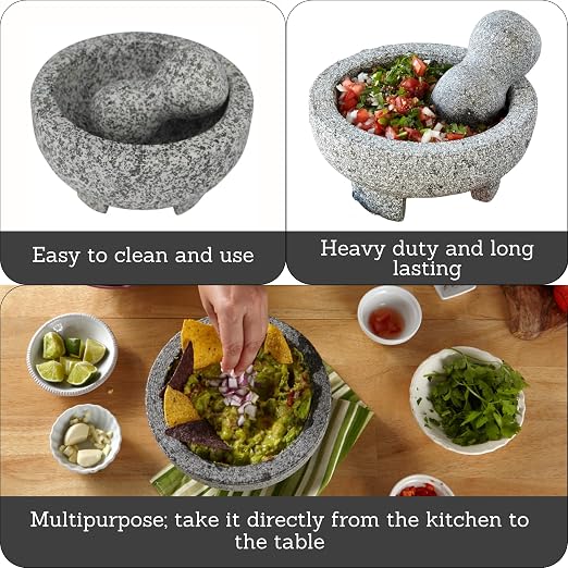 IMUSA USA Granite Molcajete Spice Grinder 6-Inch, Gray | Ideal for Grinding Spices and Herbs