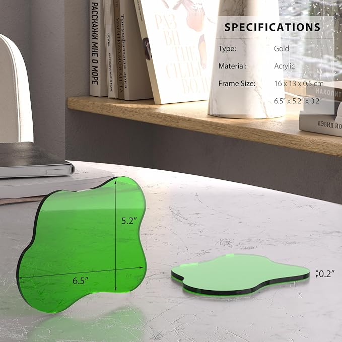 Acrylic Coaster Decorative Plates, Dark Green Bar Drink Coaster, Clear Cloud Shape Coffee Cup Coaster, Perfect for Tabletop Protection and Accessories Display.(Dark Green