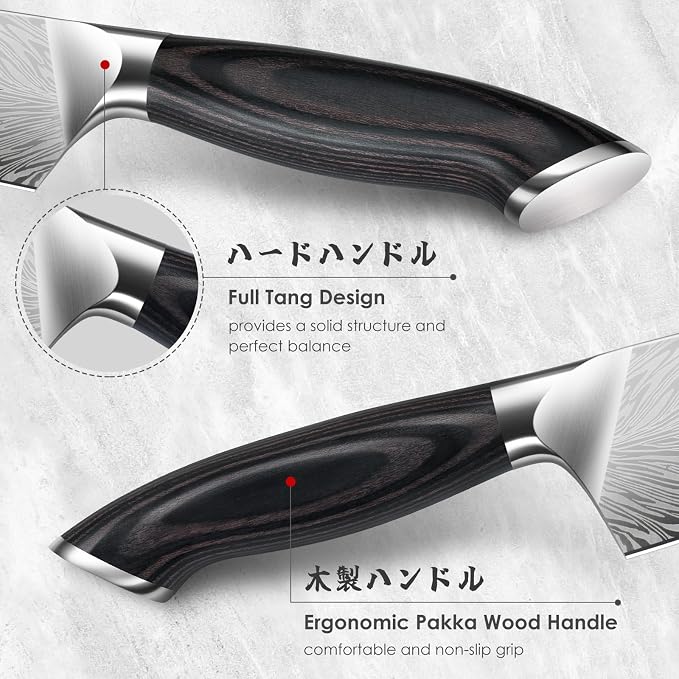 3PCS Kitchen Knife Set,Chef Knife Sets in Powder Steel | Ultra Sharp Japanese Knives Set High Carbon Steel Knives Sets, Cooking Knives Set with Ergonomic Pakkawood Handle