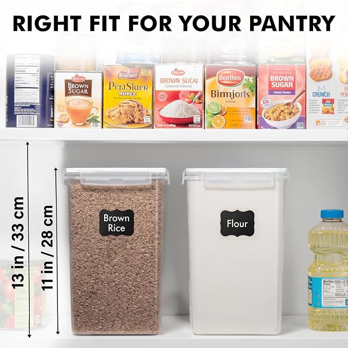 2 PC [7 Qt / 6.5L / 220 Oz] Large Food Storage Containers with Lids Airtight - BPA Free Clear Plastic Kitchen and Pantry Storage Containers for Cereal, Flour, Sugar, Rice