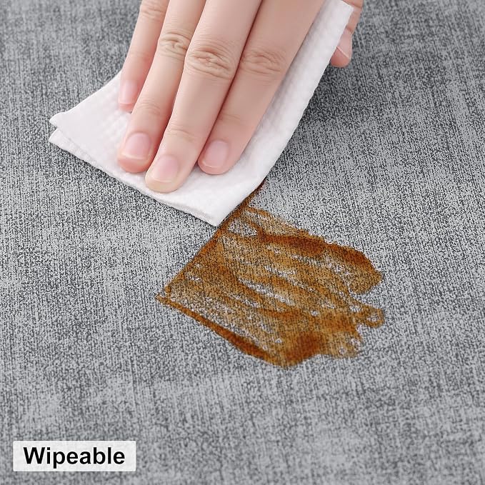 Round Faux Leather Placemat and Coaster 4 Packs, Washable Heat Resistant Dining Place Mats, Wipeable Double-Sided Table Mats for Indoor and Outdoor, Diameter 13 and 3.93 inch, Light Grey