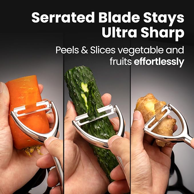 Gourmet Easy Vegetable Peeler Ultra Sharp Stainless Steel Blade (Y Peeler) | Left and Right Hand Compatible, Easy Peel and Slice, Ergonomic Handle, Comfortable Grip, Dishwasher Safe, 5-Year Warranty