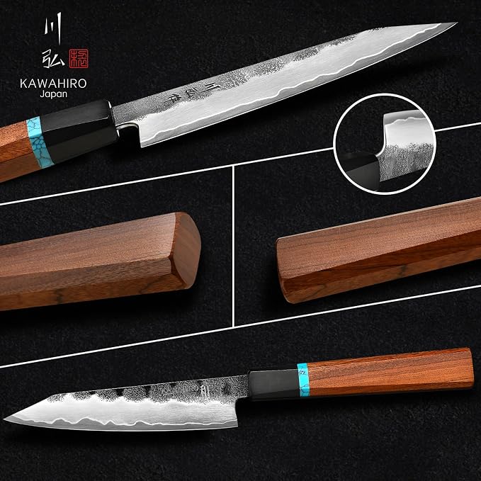 5" Japanese Utility Knife, VG10 Paring Knife for Precision Prep | 3-Layer Steel, Petty Knife, Hand-Sharpened Edge, Compact & Lightweight, Effortless Peeling & Slicing, Velvet-Lined Gift Box
