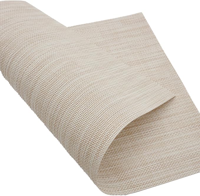 Table Placemats Dining Table Place Mats Set of 6 Heat Resistant Insulation Non-Slip Vinyl for Kitchen Dining Room 18" * 12" Beige