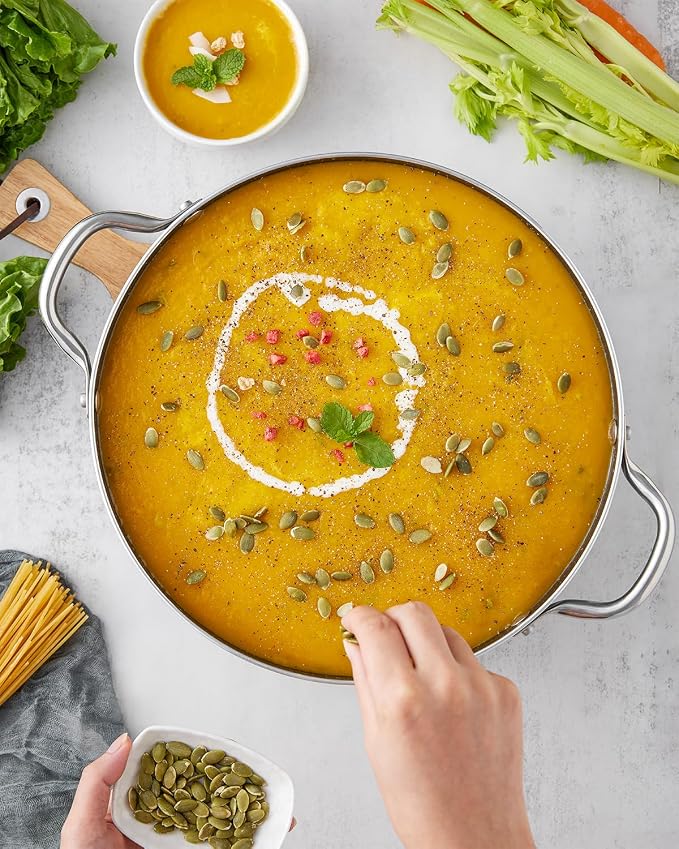 BEZIA 12 Quart Nonstick Stock Pot with Lid, Large Induction Cooking Pot | Soup Pot for Crowd Hosting & Bulk Cooking, All Stove Compatible, Oven & Dishwasher Safe, for Nutrient-Rich Simmering & Stews