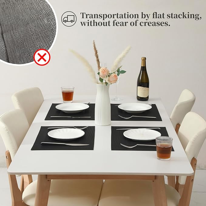 Leetaltree Black Frame Placemats Set of 24 - Heat Resistant Non-Slip Place mats for Dining Table, Washable Durable PVC Vinyl Woven Table Mats(Black Frame, 24)