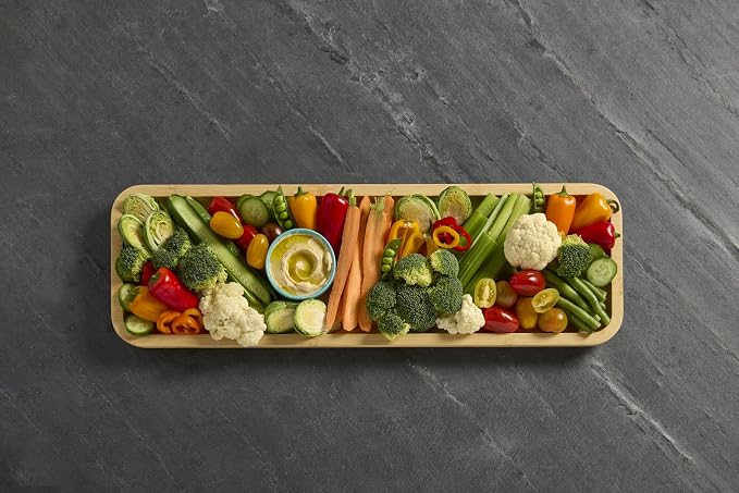 FARBERWARE Rectangular Build-a-Board Cutting Board with Single Compartment and Clear Locking Lid for Charcuterie, Snacks, and More, Bamboo