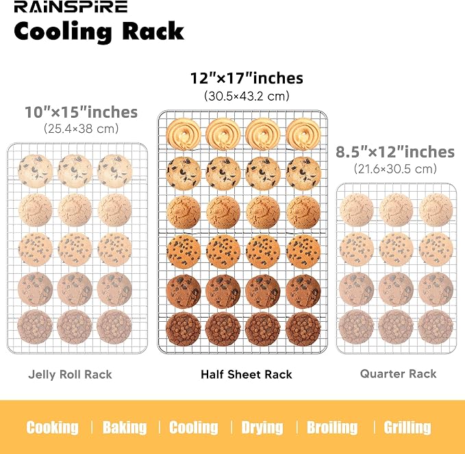 Cooling Rack Stainless Steel, Heavy Duty Cooling Racks for Cooking and Baking, Oven Safe Wire Rack for Cooking, Baking Rack for Oven Cooking Fits Half Sheet Cookie Pan, 12" x 17", 1-Pack