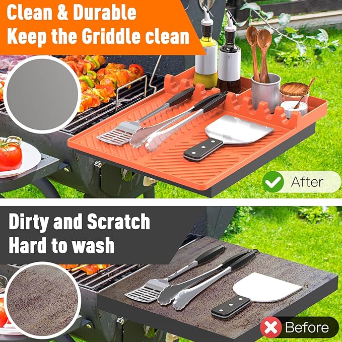 Silicone Grill Mat Compatible with Blackstone, BBQ Griddle Tool | Heat Resistant Silicone Spatula Rest, Protects Countertops for BBQ Griddles, Outdoor Kitchens and Cooking, Gifts for Men