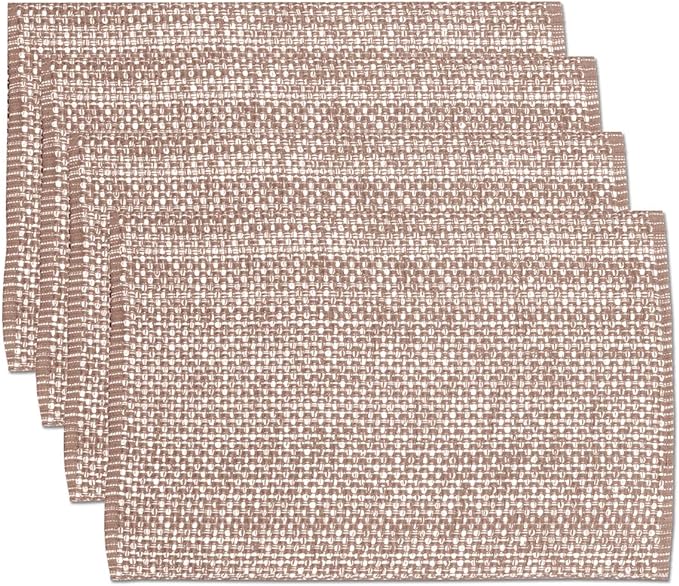 Sweet Home Collection 100% Cotton Placemats for Dining Room Rectangle Two Tone Woven Fabric 13" x 19" Soft Durable Table Mat Set, Set of 6, Taupe