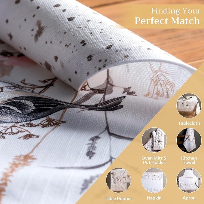 Maison d' Hermine Placemats Set of 4 Reusable 100% Cotton (13"x19") | Cloth Place Mats Washable Table Mats for Kitchen Dining Party Home Restaurant Spring Summer - Meadow Florals - Brown