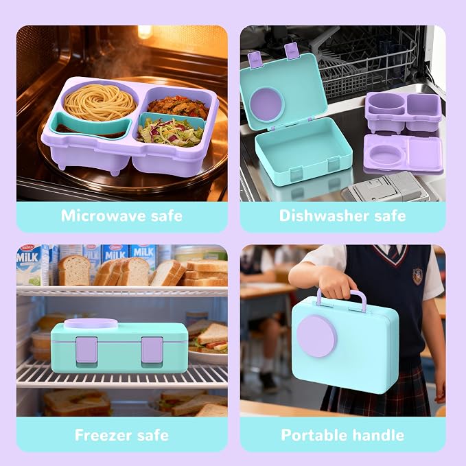 Bento Lunch Box for Kids Adult, Leakproof 3-4 Compartment Bento Box Set with Insulated Food Jar,Water Bottle, Lunch Bag, School Lunch Container for Toddler Teen Girls Boys Ages 3+(Gradient)