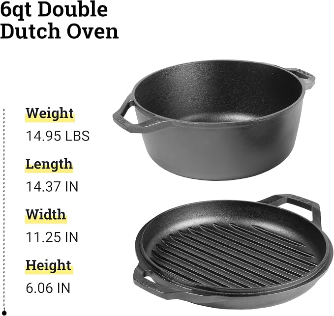 Lodge Chef Collection 6qt Double Dutch Oven