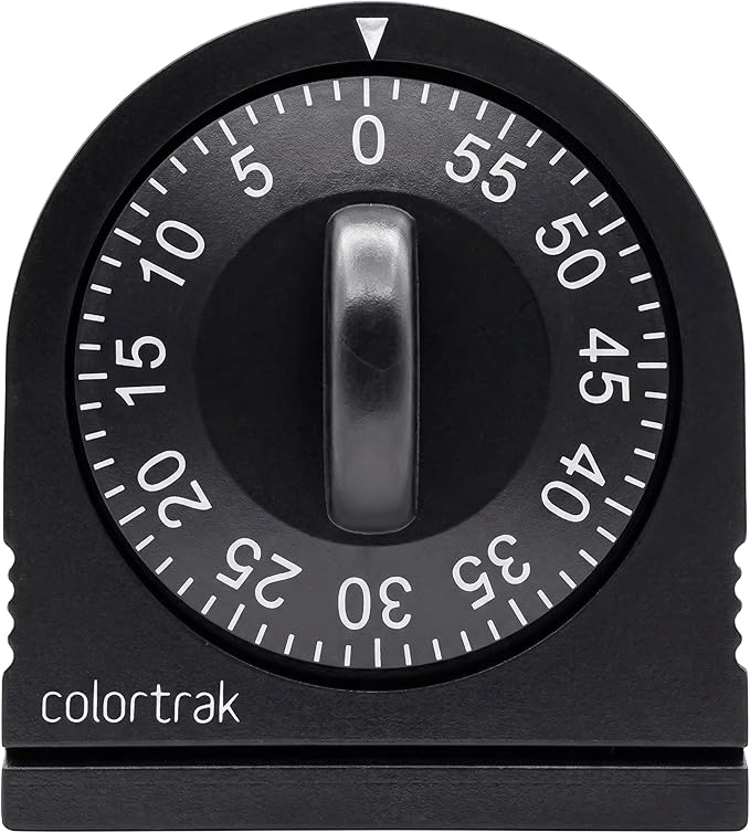 Colortrak 60 Minute Wind Up Timer, No Batteries Required, Black | Mechanical Visual Countdown for Salon Color Processing, Chemical Services, Tanning, Kitchen & Kids Activities