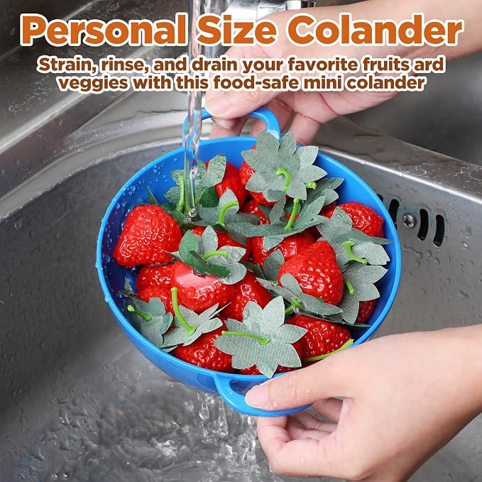 10 Pack 6-inch Mini Plastic Colander, BPA-Free Kitchen Dishwasher Safe Strainer with Double Handles for Berries Vegetables Fruits, 8 Colors