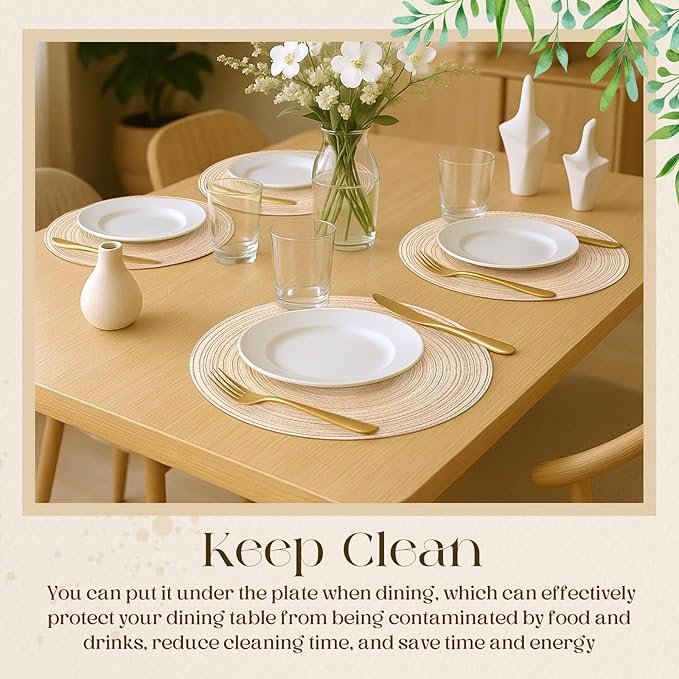 Geosar Disposable Paper Placemat Cotton Woven Look 13'',100 Pcs,Beige