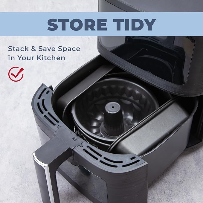 Cartman Air Fryer Pan Set, 4-Piece Nonstick Air Fryer Accessories | Fits Ninja, Chefman, Cosori, Instant Pot, For 4-6 QT Air Fryers, Oven Safe to 450°F, Springform Pan, Bundt Pan, 2 Loaf Pans