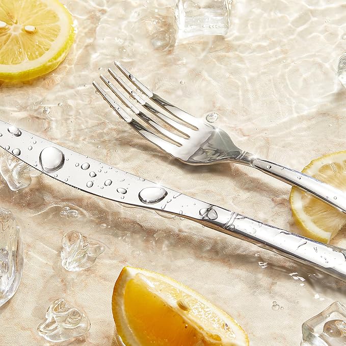 20-Piece Flatware Set, 18/10 Stainless Steel Silverware Set for 4 | Bead Edge Design, Mirror Polished Finish, Dishwasher Safe, Elegant Table Setting, Ideal for Daily Meals & Entertaining