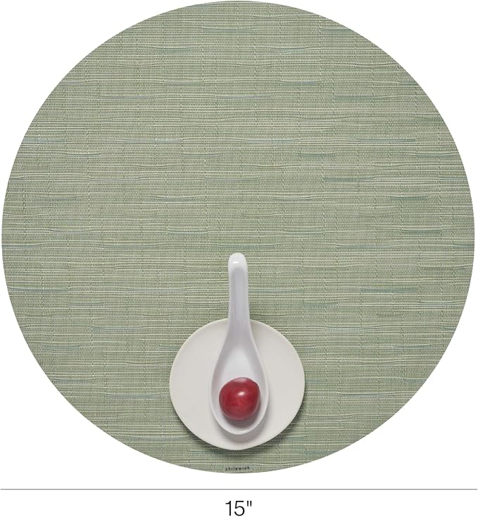 Chilewich Bamboo Placemats Set of 4, Round Woven Placemats | Reusable, Stain-Resistant, Indoor/Outdoor Tabletop Protection, 15", Spring Green