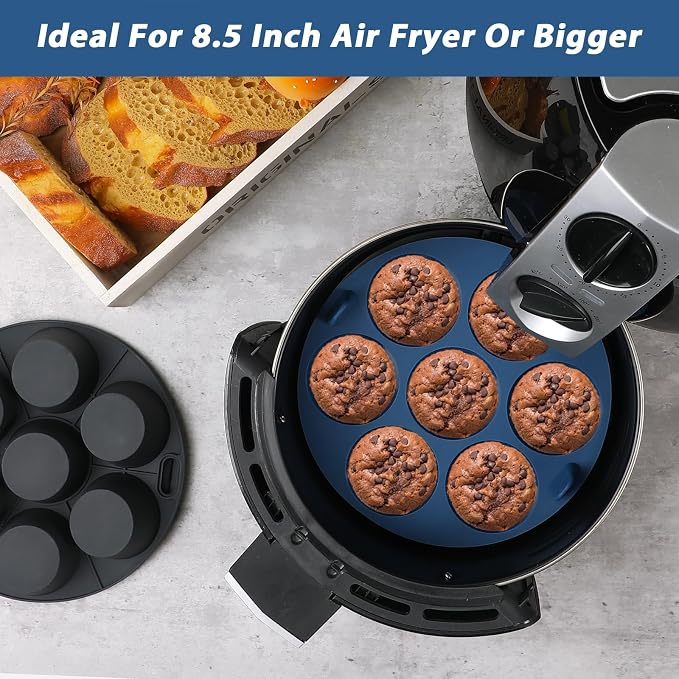 Webake 2PCS Silicone Air Fryer Muffin Pan for Baking Nonstick Egg Btes Silicone Mold BPA Free Muffin Tins Baking Cups