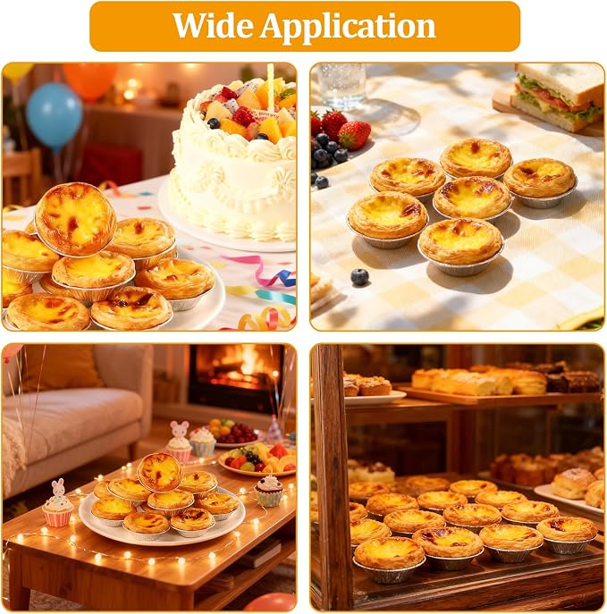 Disposable Aluminum Foil Tart,100 Pack Mini Pie Tins,Pie Pans for Baking Personal Mini Pies,Round Pie Tart Small Tin Foil Pans