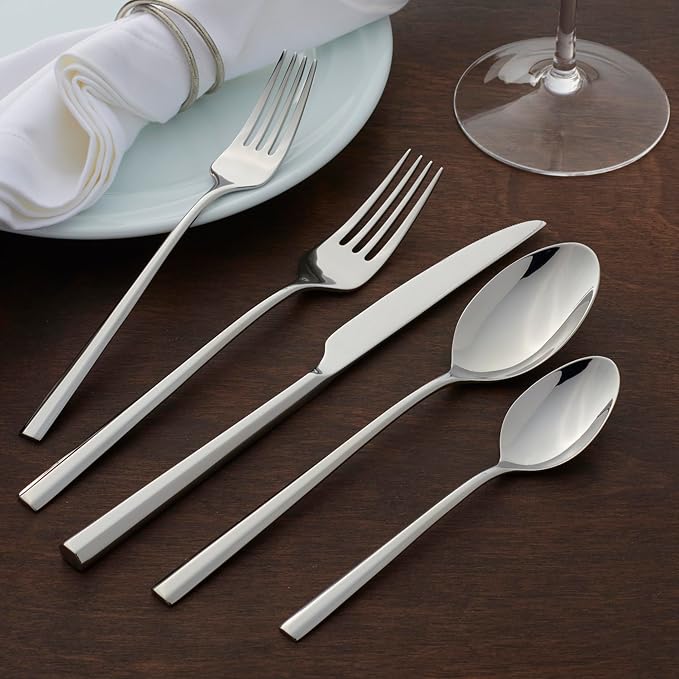 Oneida Doublet 20-Piece 18/0 Silverware Set for 4, Flatware | mirror finish, dishwasher safe | includes knives, forks, and spoons | cutlery set for kitchen and dining