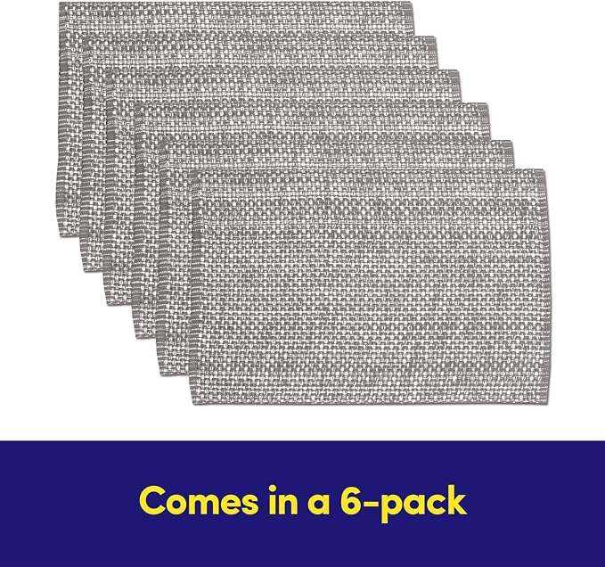 Sweet Home Collection 100% Cotton Placemats for Dining Room Rectangle Two Tone Woven Fabric 13" x 19" Soft Durable Table Mat Set, Set of 4, Gray