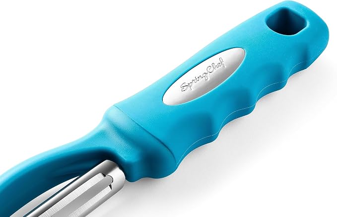 Spring Chef Swivel Vegetable Peeler for Kitchen w/Soft Grip Handle, Teal | Premium Potato Peeler w/ Ultra Sharp Stainless Steel Blades, Multifunctional Veggie Peeler for Apple, Carrot, Cucumber, Fruit