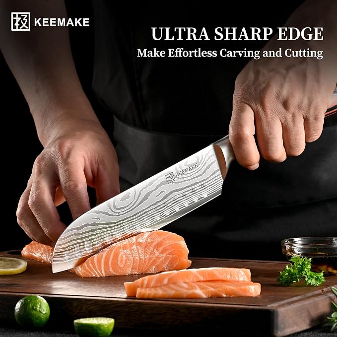 7 Pieces Kitchen Knife Set, Professional Ultra Sharp Chef Knife Set | Japanese High Carbon Stainless Steel with Pakkawood Handle, Kitchen Gadgets, Unique Gifts for Women Men
