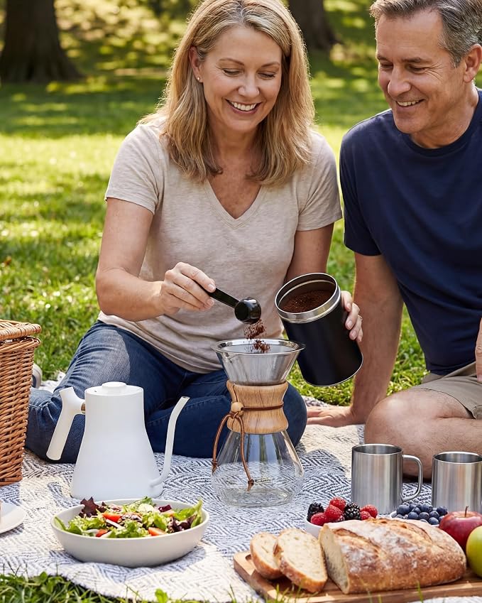 AGOGO Pour Over Coffee Maker Set, 28oz Slim Style, 304 Stainless Filter | Barista kit for home kitchen, Cafe, Camping & Office; 20oz-40oz Classic, Slim, Diamond styles; Includes brush & towel.
