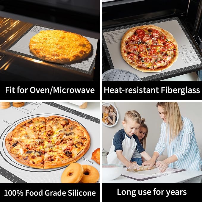 Silicone Pastry Mat for Dough Rolling,SIlicone Mat for Baking PIzza,Macaron, Pie Crust Pizza and Cookies Large Silicone Fondant Mat,Macaron Silicone Baking Mat