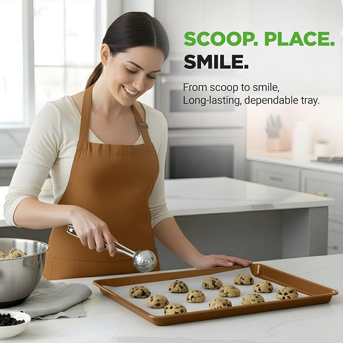 NutriChef 8-Pack Nonstick XL Cookie Sheets for Baking - 22" x 16" Extra Large Carbon Steel Oven Baking Trays - Non Stick Coating, Stackable Baking Pans