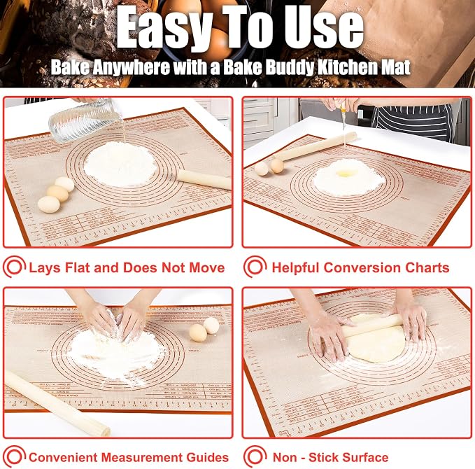 Silicone Pastry Mat 36X24 inch Baking Mat for Rolling Dough | Great Performance Kitchen Counter Mat, Perfect for Dough, Pastry, Pie Crust, Fondant, Bread, Pasta/Pizza,Pastry Board