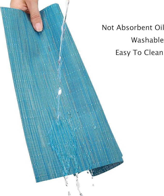 Myir JUN Placemats Set of 8 Kitchen and Dining Table Placemats | Vinyl Placemats Place Mats Indoor/Outdoor Set of 8 Washable Table Mats Non-Slip Place mats for Dining Table, Blue