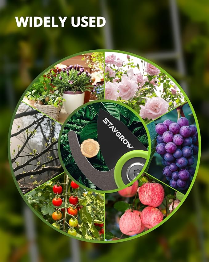 Garden Shears 6.9" Pruning Shears for Gardening Green | SK5 Stainless Steel Sharp Blades,Tree Trimmer Garden Scissors with Comfort Handle and Safety Lock,Gardening Hand Tools
