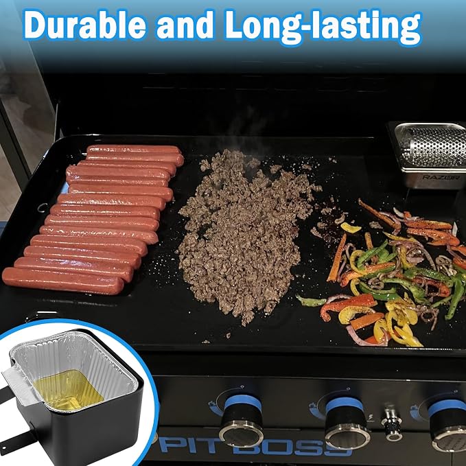 Grease Catcher Cup & 10 Aluminum Drip Pans for Blue Rhino Pit Boss Griddle | Fits Blue Rhino Razor GGC1643/GGC2241 & Pit Boss 2B/3B/4B Ultimate Griddle. Heat-resistant, Leakproof, Easy Cleanup.