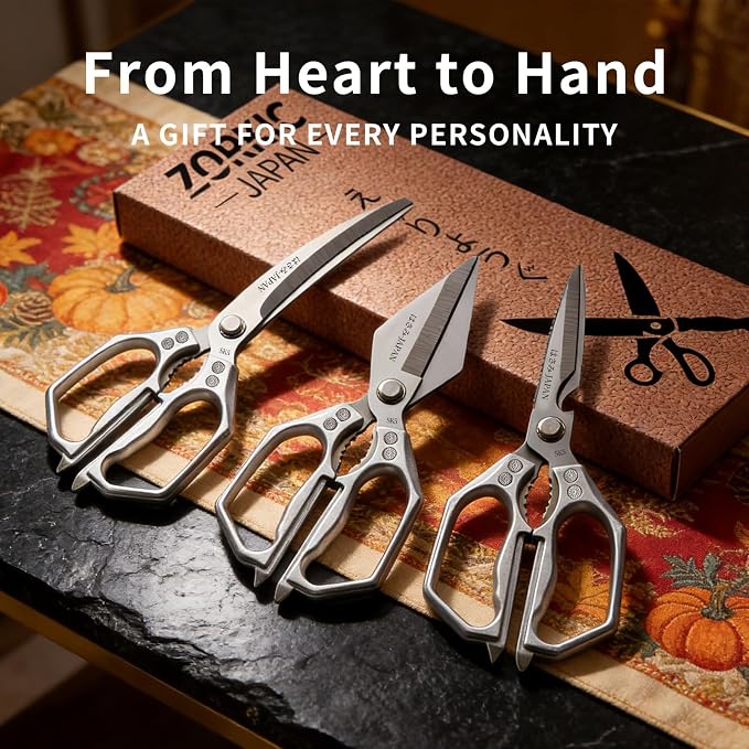 Kitchen Scissors Set Silver 3PCS, Heavy Duty Poultry Shears Kitchen Shear for Food Chicken Scissor All Purpose,Japan Meat Cutting Scissors, Bones Food Cooking Shears, Gifts for Men Women Mom Dad