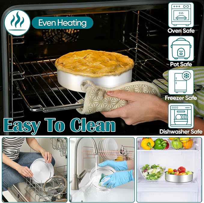 TeamFar 7 Inch Cake Pan Set of 2, Stainless Steel Round Cake Baking Pan | Layer Baking Tin for Birthday Wedding, Non-Toxic & Heavy-Duty, Mirror Finish & Leak Proof, Oven & Dishwasher Safe