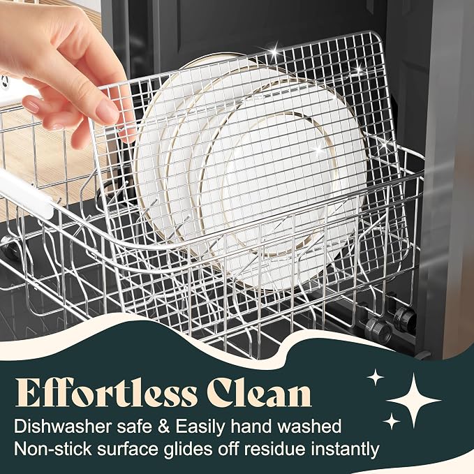 Cooling Racks for Cooking and Baking - 10"x14.75" Oven Safe Premium Stainless Steel Heavy Duty Baking Rack Tight-Wire, Fits Jelly Roll Pan for Roasting & Grilling & Cooking - 1 Pack