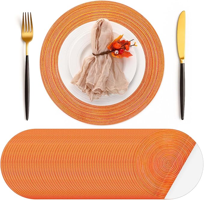 Geosar Disposable Paper Placemat Cotton Woven Look 13'',100 Pcs,Orange