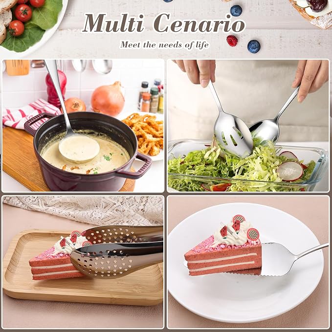 10PCS 18/8 Stainless Steel Serving Utensils Set