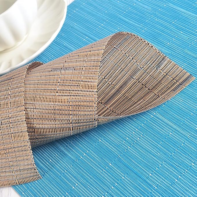 homEdge PVC Placemat, 4 PCS of Non-Slip Heat Resistant Place Mats, Washable Vinyl Placemats, Blue