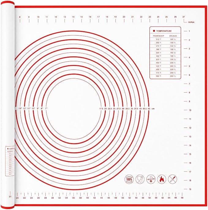Extra Large Silicone Baking Mat for Rolling Dough (24" x 16") - Non-Stick Pastry Mat with Measurements - Heat Resistant & Non-Slip Kitchen Counter Protector for Fondant, Pie Crust & Pizza